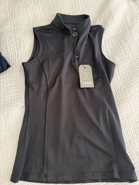 TKEQ Performance Sleeveless Zip Mock Neck Tank — Black